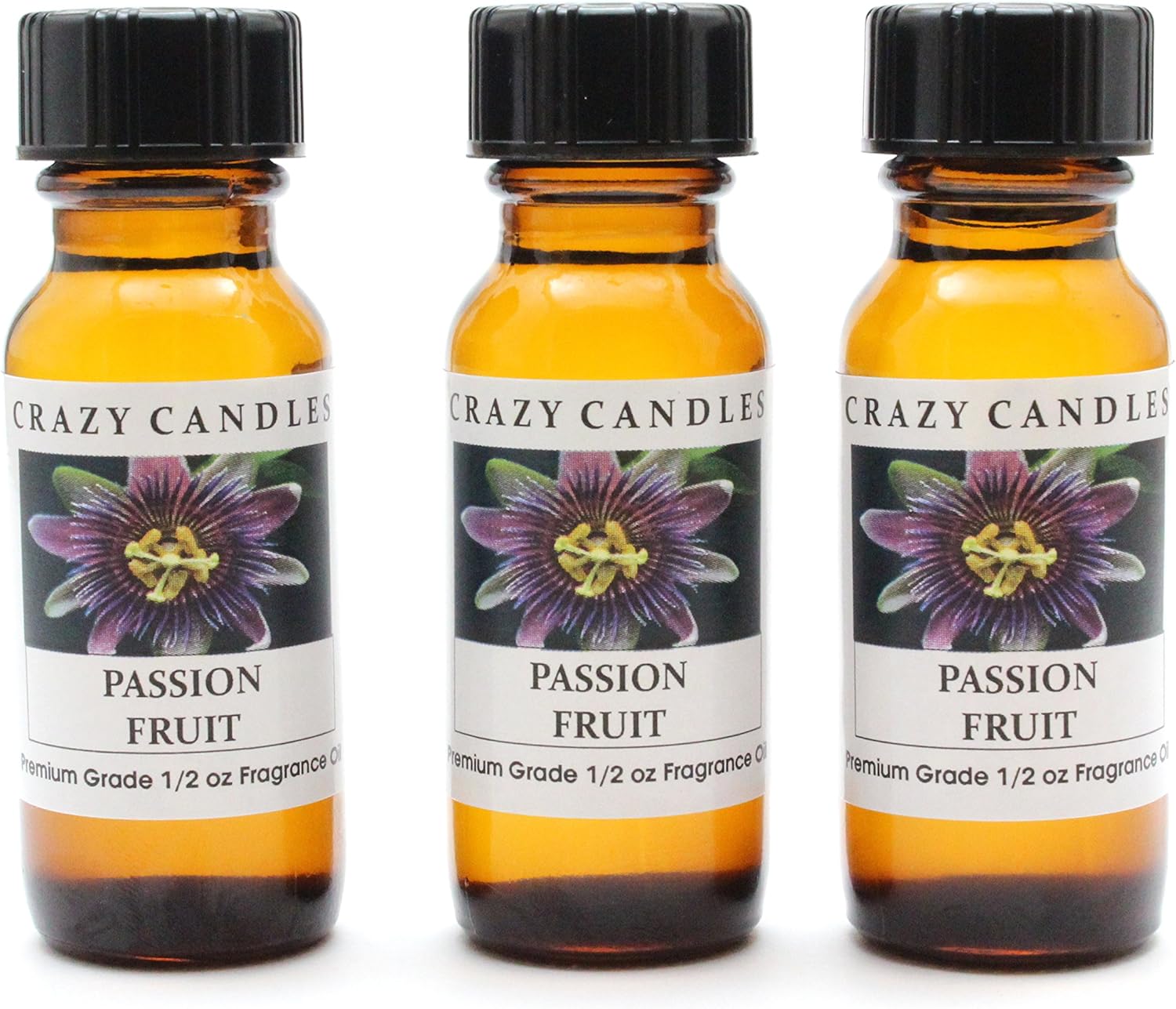 Crazy Candles Passion Fruit 3 Bottles 1/2 Fl Oz Each (15ml) Premium Grade Scented