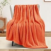 Exclusivo Mezcla Soft Fleece Throw Blanket for Couch, Super Soft Velvet Plush Fleece Blankets, Fuzzy Cozy and Warm for Winter, 50x60 Inches, Burnt Orange