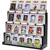 Card Display Stand ,4-Tier Wooden Trading Card Display Case for Graded Cards, Sports Card Display for PSA CGC SGC BGS Slabs