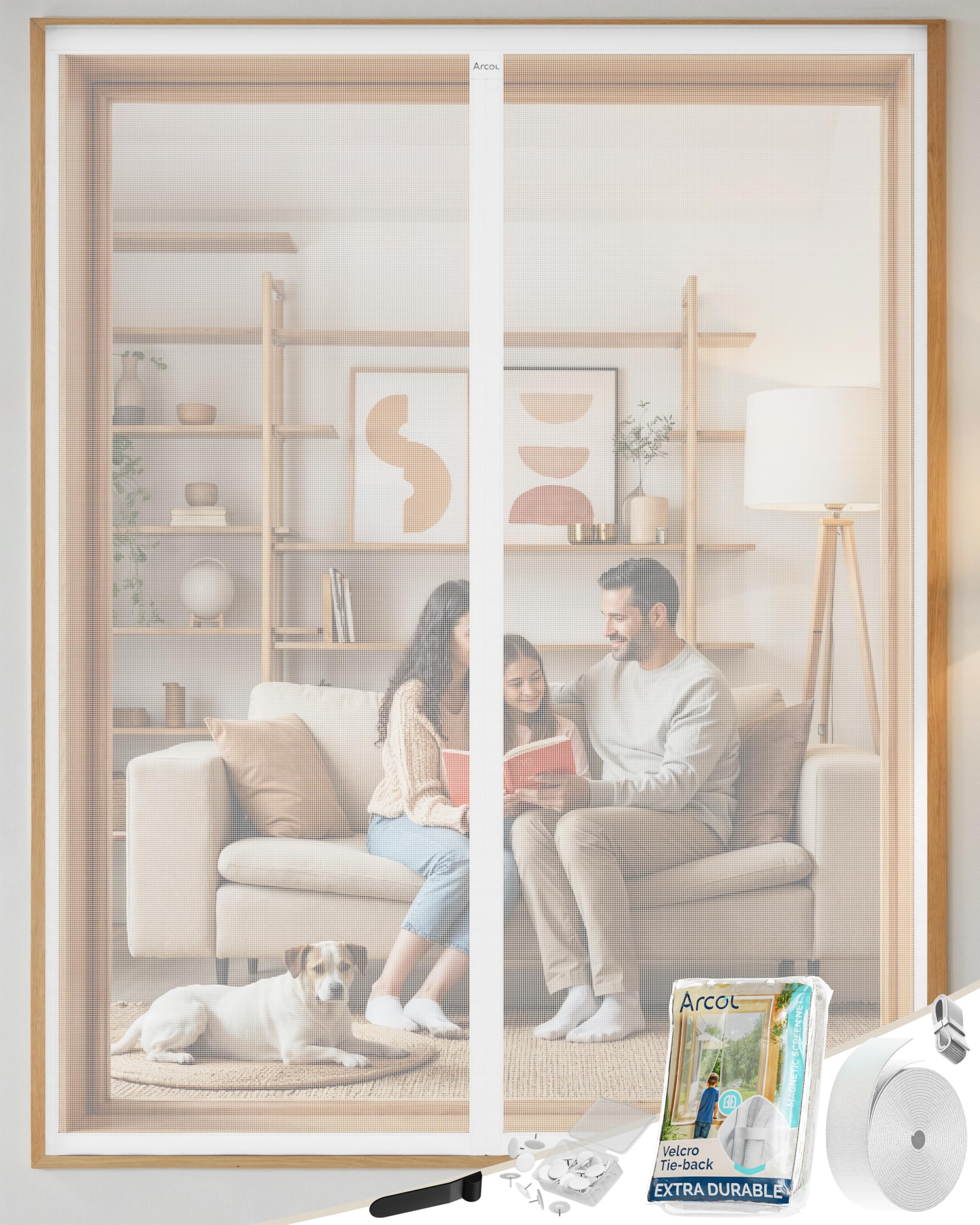 ARCOL Window Net Screen with Magnet - This Mesh Screen for Window Lets Fresh Air in and Keeps Annoying Insects Out - Mosquito Net for Door Has Upgraded Design with Powerful Magnets - White, 80x200 cm — image 1
