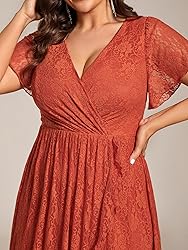 Ever-Pretty Plus Women's V Neck Ruffles Sleeves
