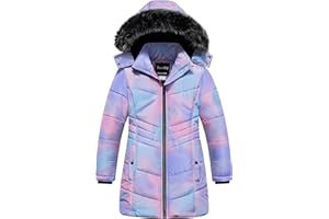 Pursky Girls' Warm Winter Coat Long Parka Fleece Lined Waterproof Puffer Jacket With Removable Hood