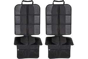 V VOLKGO VOLKGO Car Seat Protectors for Infant Car Seats – Set of 2 Car Seat Covers – 600D Nylon – Easy to Install Fastening Straps and Clips for Vehicles – Classic Black – 49.21”x 18.9” – Protective Mat