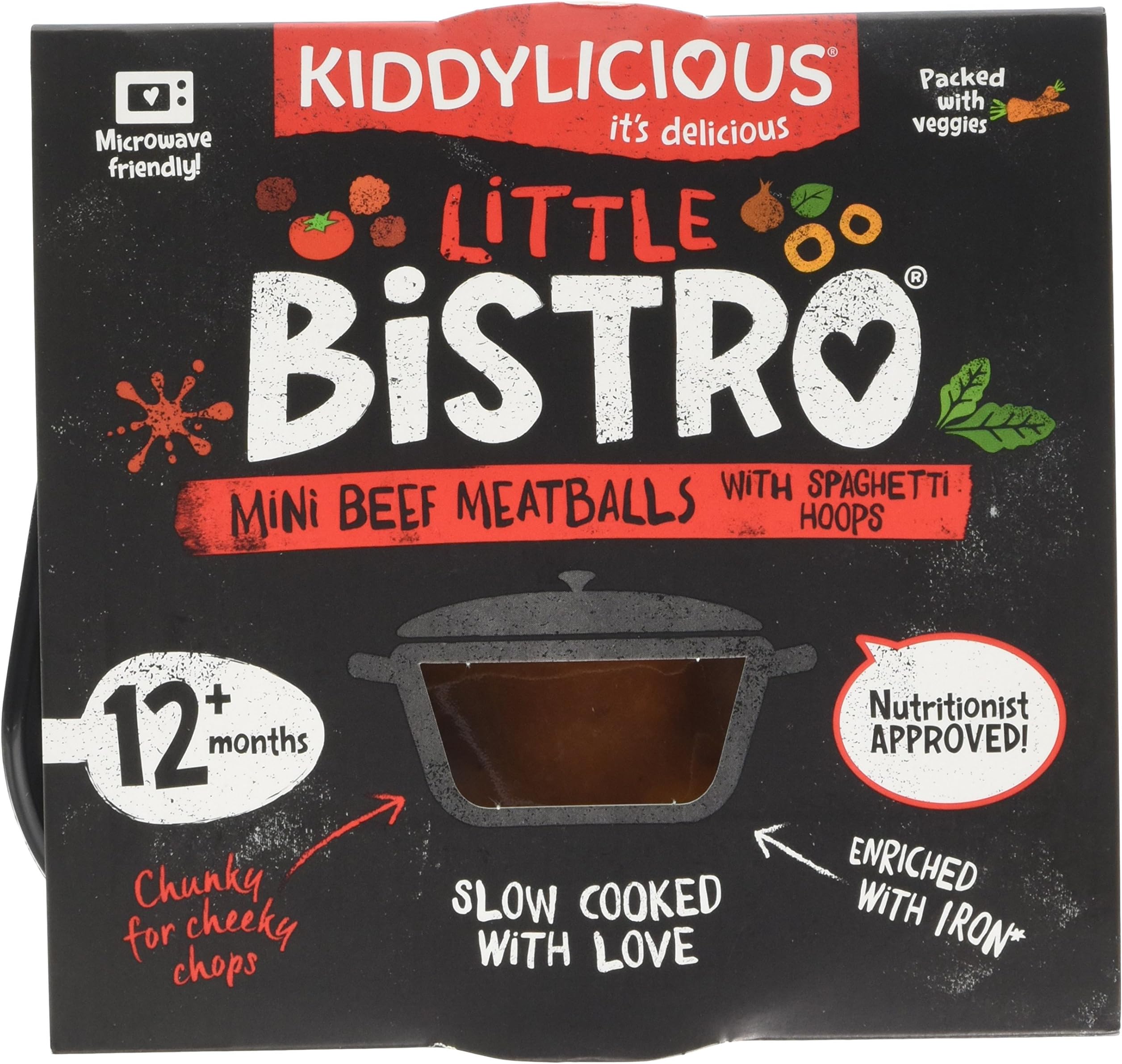 Kiddylicious Little Bistro Mini Beef Meatballs with Spaghetti Hoops Stage 4 200g - Pack of 4