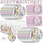 Princess Birthday Party Decorations | Disney Princess Party Decorations | Serves 16 | Banner, Tablecloth, Plates, Napkins, Sticker | Officially Licensed