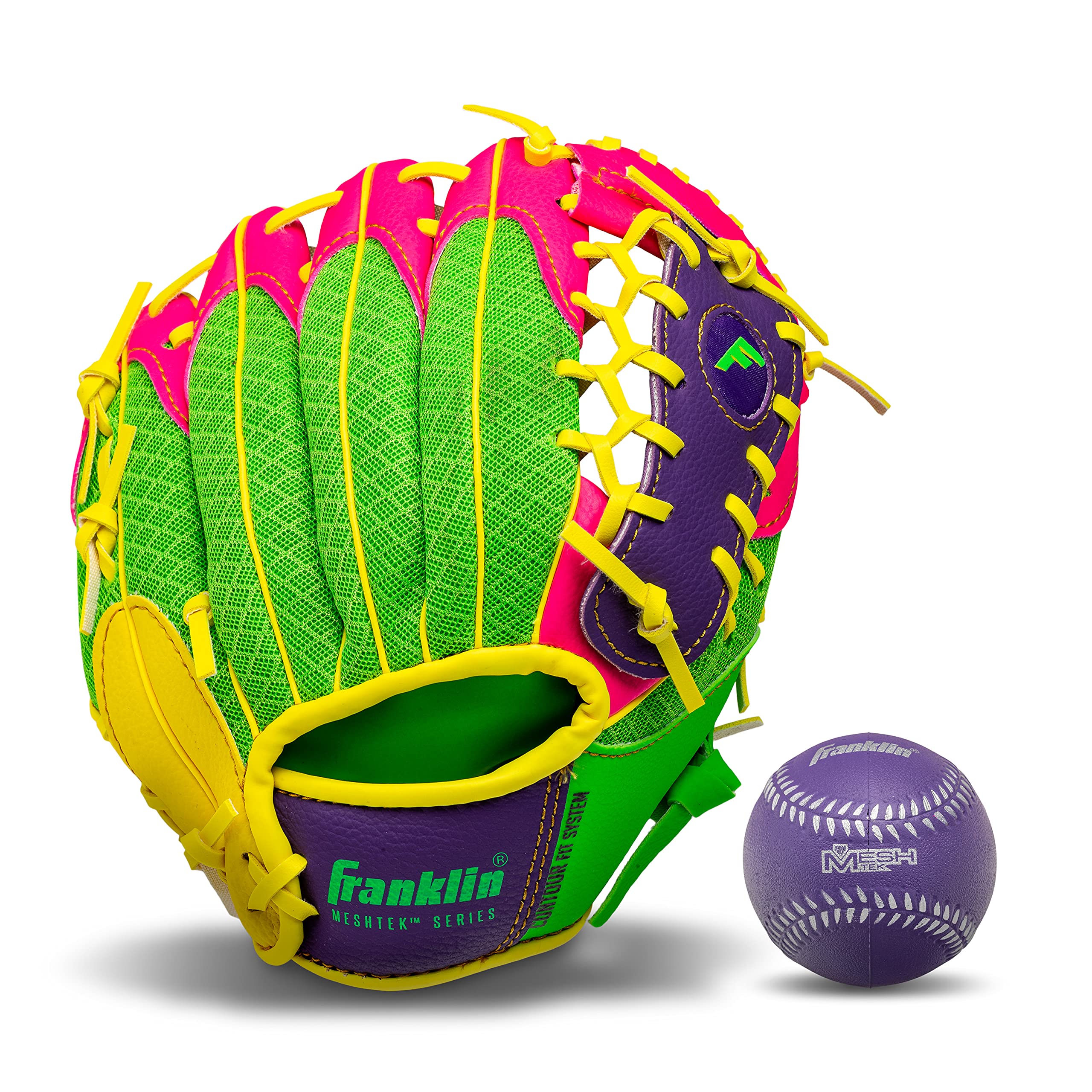 Kids Baseball Glove + Ball Sets - Meshtek Youth Teeball Gloves for Kids + Toddlers - Left + Right Hand Throw Mitts + Glove Sets with Foam Balls - Boys + Girls Gloves - 9.5