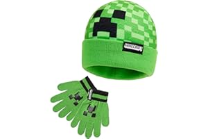 Minecraft Boys Winter Set, 6–14 Yrs, 3Pc Beanie Scarf Gloves, 2Pc Knit Cap Mitts, 1 Pc Bucket Hat|Beanie Gifts for Boys