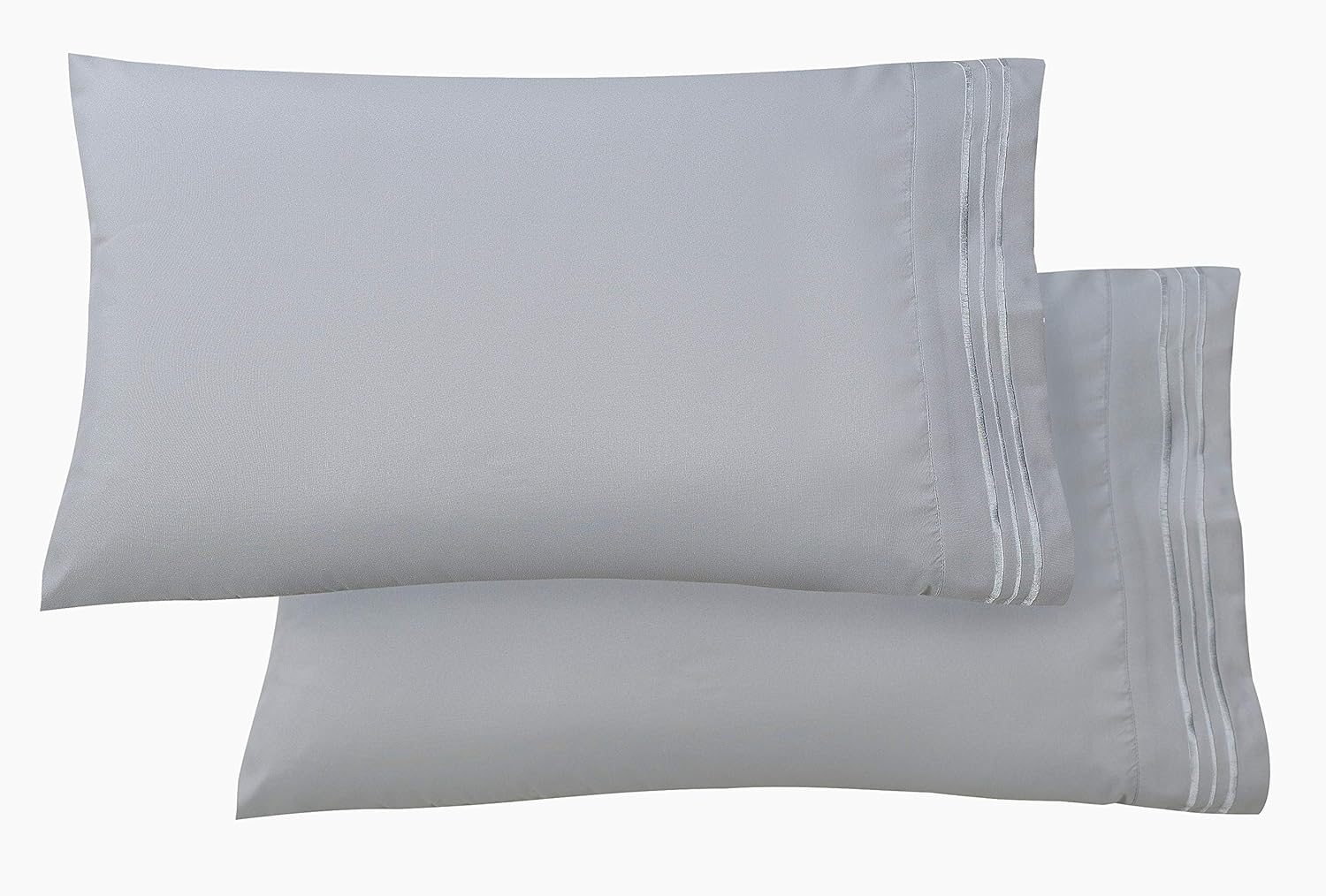 Luxury Ultra-Soft 2-Piece Pillowcase Set 1500 Thread Count Egyptian Quality Microfiber - Double Brushed - 100% Hypoallergenic - Wrinkle Resistant, Standard Size, Silver Blue: Home & Kitchen