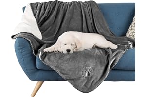 Waterproof Pet Blanket Collection– Reversible Throw Protects Couch, Car, Bed from Spills, Stains, or Fur – Dog and Cat Blankets by PETMAKER Dark Gray Large