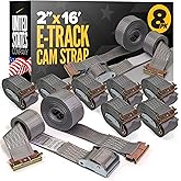 US Cargo Control E Track Cam Buckle Straps (8-Pack), 2 Inch x 16 Foot E Track Straps with Cam Buckle and Spring E-Fittings, 2,500 LBS Break Strength, Easy-to-Use Tiedowns in Vans and Trailers