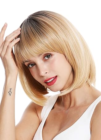 Wig Me Up Rgf 6059a Perucke Damenperucke Kurz Bob Longbob Glatt Pony Ombre Balayage Dunkle Ansatze Blond Gestrahnt Amazon De Beauty