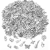 SANNIX 350Pcs Silver Charms for Jewelry Making Wholesale Bulk Tibetan Silver Charm Pendants for DIY Necklace Bracelet Earring Craft Supplies
