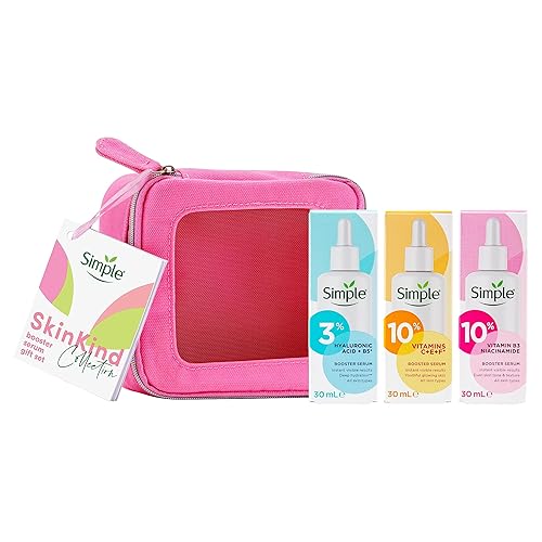 Simple Booster Face Serum Collection Gift Set, Vitamin C+E+F, Hyaluronic Acid & Niacinamide, For Hydrated, Glowing & Balanced Skin 3 x 30 ml