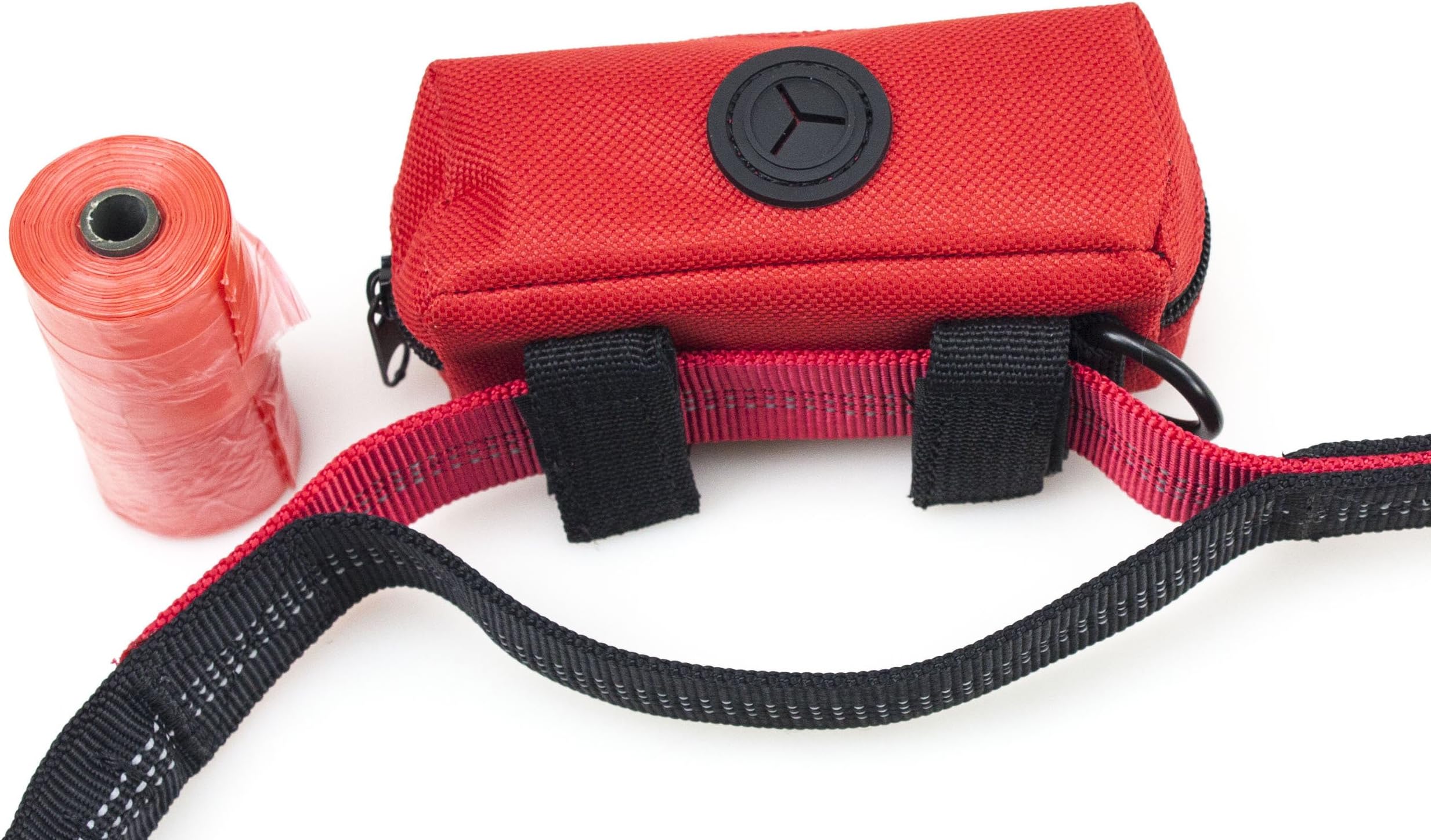 Primal Pet Gear Dog Poop Bag Holder Red, Leash Attachment Dispenser, 20 Bags Included Roll, Lightweight, Fits Any Dogs Lead, for Easy, Responsible Doggy Walking