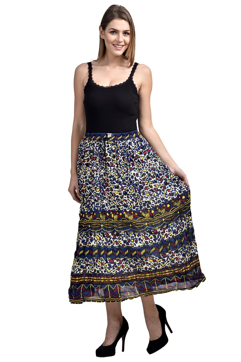 hazle avenue women's layered printed full length skirt