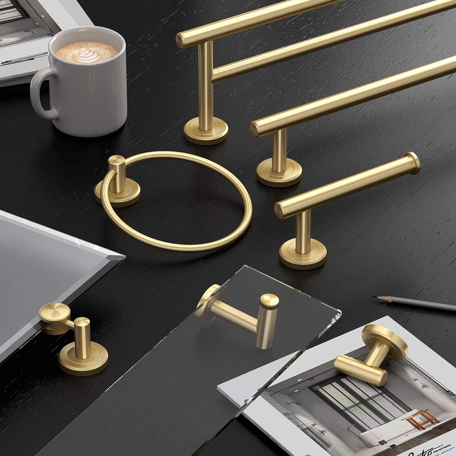 Gatco Latitude II Towel Ring, Brushed Brass: Home & Kitchen