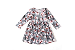 DALITA BOUTIQUE Christmas Toddler Girls Dress Snowman Polar Bear Winter Long Sleeves Dress