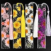HLQHXWHZT 4pcs Dried Flower Bookmarks Handmade Transparent Bookmarks with Tassels