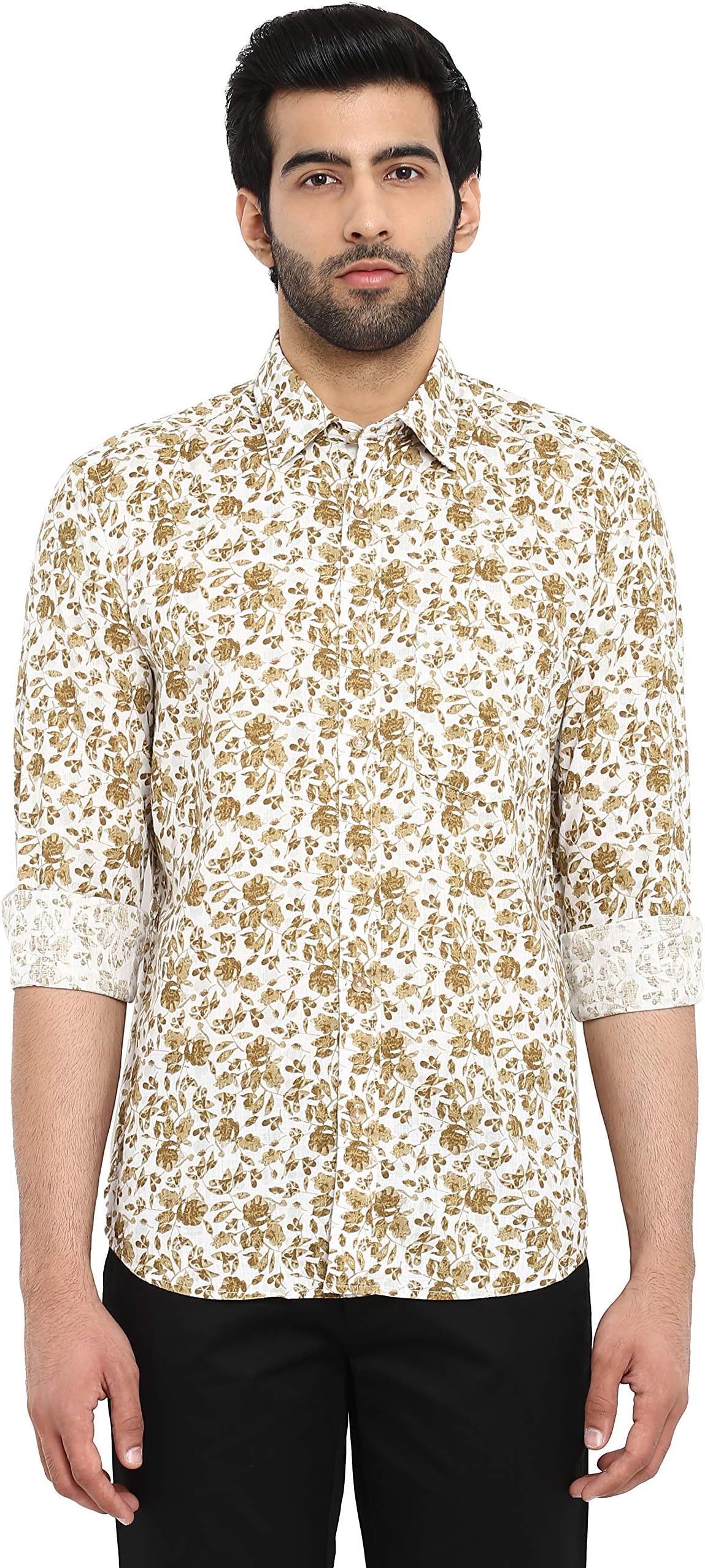 Brown Cotton Regular Fit Shirt