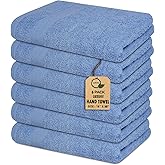 Premium Hand Towels Pack of 6 (16" x 30”) 100% Combed Ring Spun Cotton | Highly Absorbent Hand Towels Set | Ultra Soft for Home, Gym & Spa (Sky Blue)