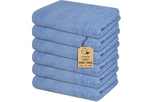 Softolle Premium 600 GSM Hand Towels –100% Combed Ring Spun Cotton Hand Towel - Pack of 6 Luxury Hand Towels - Highly Absorbent and Ultra Soft 16" x 30" inches (Sky Blue)