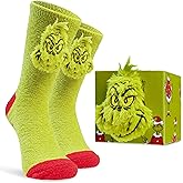 The Grinch Mens Fluffy Slipper Socks, Non-Slip Socks, Christmas Socks - Men Gifts
