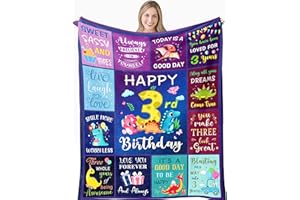 Puzopal 3 Year Old Girl Gifts, 3 Year Old Girl Birthday Gift Ideas, Best Birthday Gifts for 3+ Year Old Girl Blanket 40"X50", Three Year Old Girl Birthday Gifts, 3rd Birthday Gifts for Girls