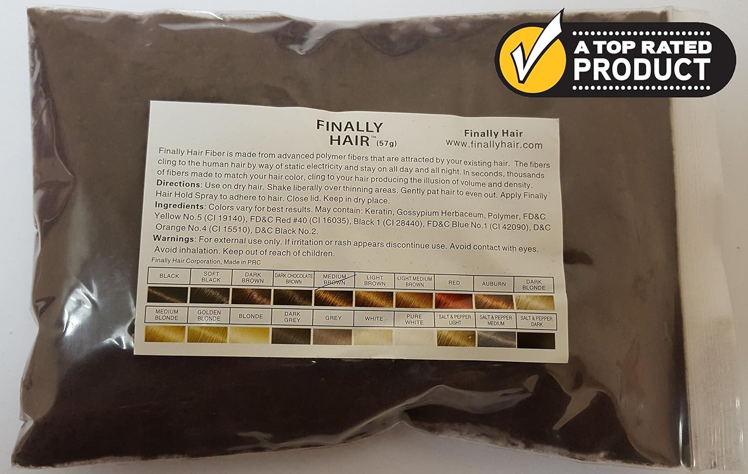 Hair Building Fibers 57 Grams. Highest Grade Refill That You Can Use for Your Bottles From Competitors Like Toppik?, Xfusion?, Bosley? (Medium Brown)
