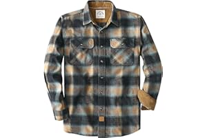Dubinik® Mens Flannel Shirt Long Sleeve Button Down Plaid All Cotton Soft Brushed Flannel Shirt for Men Utility Casual Shirt
