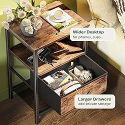 Huuger Nightstand Set of 2, Night Stand with Fabric