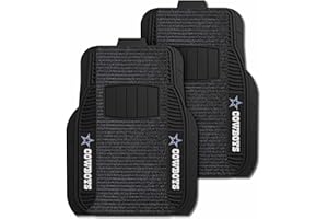 FANMATS 13497 Dallas Cowboys 2-Piece Deluxe Car Mat Set, Vinyl Trim and Colored Team Logo, Dual Rib Charcoal Carpet, Trimmable Edges