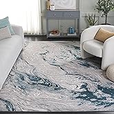 SAFAVIEH Meadow Collection Area Rug - 9' x 12', Grey & Blue, Modern Abstract Design, Non-Shedding & Easy Care, Ideal for High