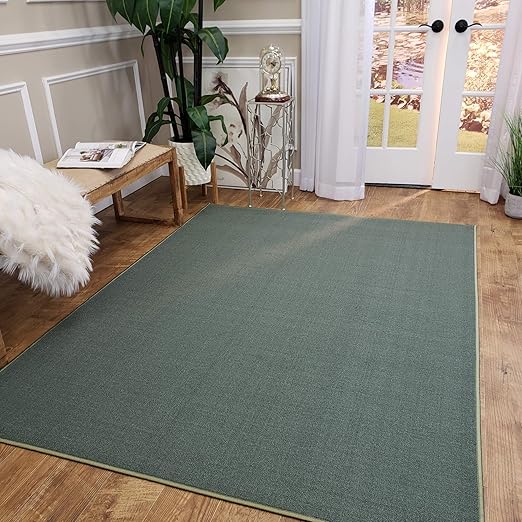 Amazon Com Maxy Home Area Rug 3x5 Solid Teal Green Rubber Backed Non Slip For Any Room Kitchen Rugs And Mats Washable Made In Europe Furniture Decor