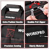 WORKPRO 12-inch Wide Mouth Tool Bag Black Red 600D Polyester Multiple Pockets view 3