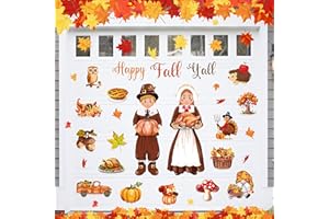 WHYMEO Fall Thanksgiving Garage Door Decoration Magnets 20Pcs, Magnetic Thanksgiving Pilgrims Garage Door Stickers Decor Set, Holiday Refrigerator Car Magnets for Thanksgiving Outdoor Decorations(Fall-02)