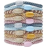 Pink and Blue Hair Ties for Thin Hair, Narrow Grab & Go Ponytail Holders, 12 Pack, Ballerina, Thin No-Crease Bands with Stron