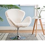 Amazon Com Chairus Fur Vanity Chair Adjustable Soft Plush Shaggy Fluffy Swan Chair Fur White Accent Chair For Dorm Living Room Bedroom Kitchen Dining
