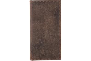 F&L CLASSIC Men's RFID Vintage Look Genuine Leather Long Bifold Wallet Checkbook Wallets,buffalo vintage leather