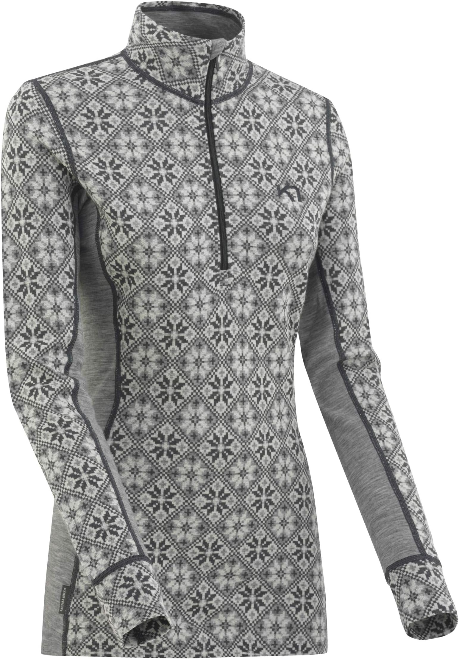 Women's Rose Base Layer Top - Half Zip 100% Merino Wool Thermal Shirt