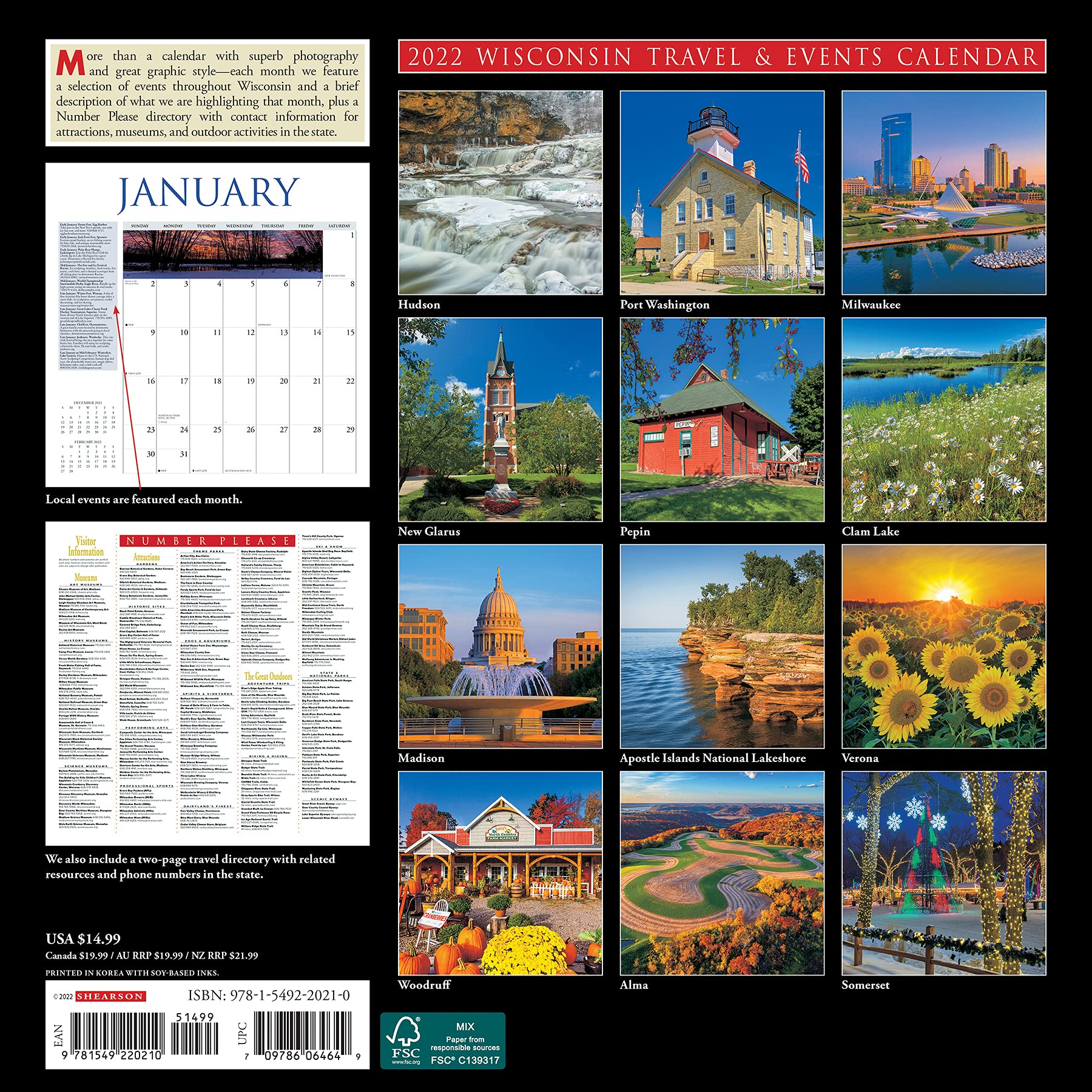 Wisconsin 2022 Wall Calendar: Willow Creek Press: 9781549220210: Amazon.com: Books