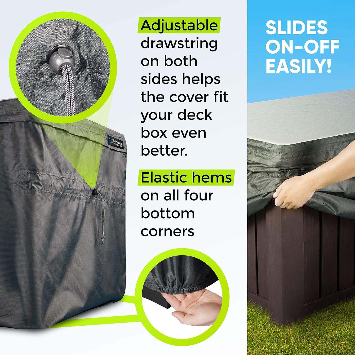 Bag Mate Deck Box Cover - L: 62" W:30" H:28"- Waterproof Quick Open Cover Top with Zipper - Best Fit for Keter Deck Boxes: Westwood, Rockwood, Brightwood, Sumatra and Lifetime 130gal - PVC-Coated: Home & Kitchen