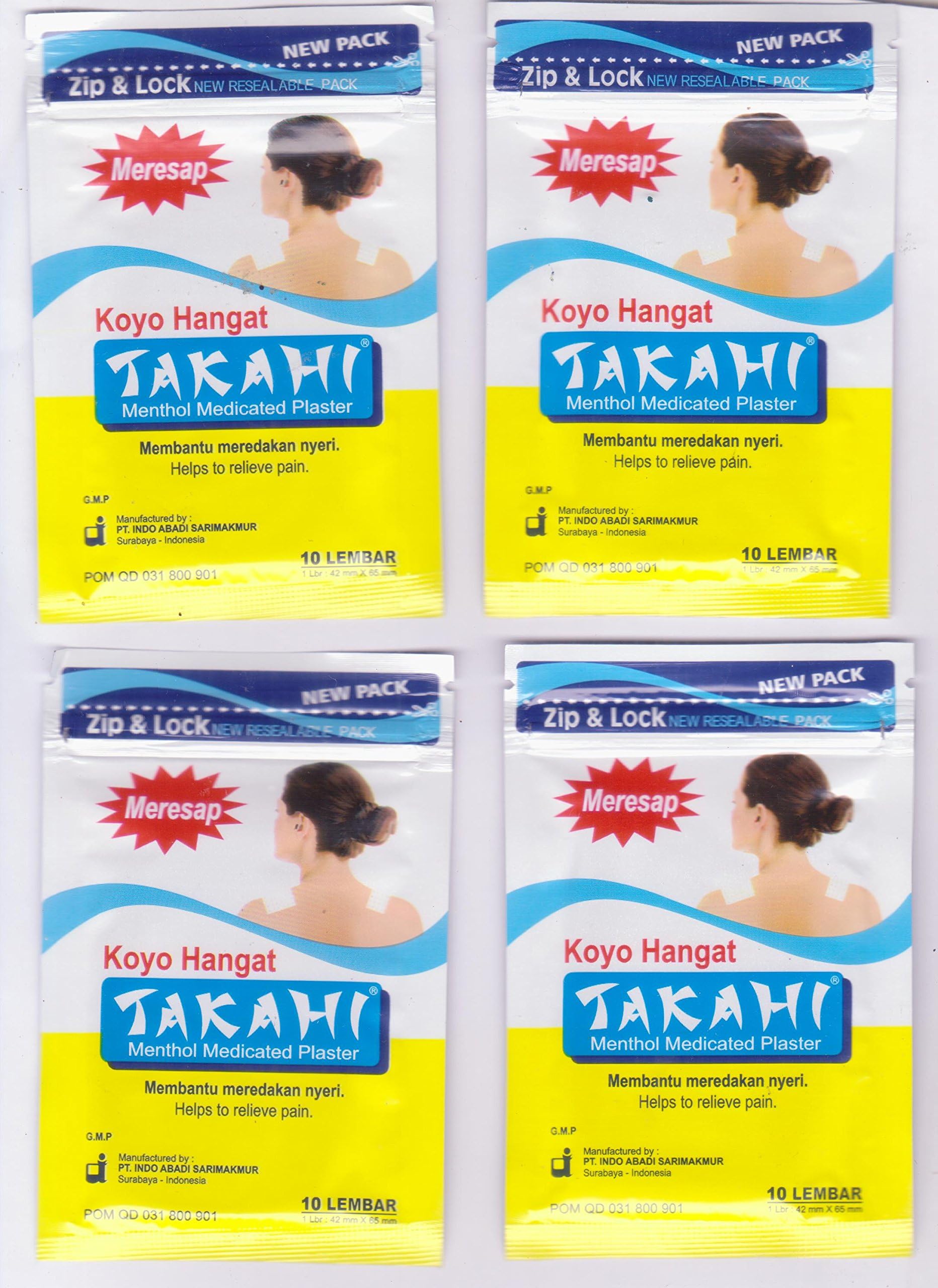 Takahi Koyo Hangat - Warm Menthol Medicated Plaster, (40 Pathes) by Takahi