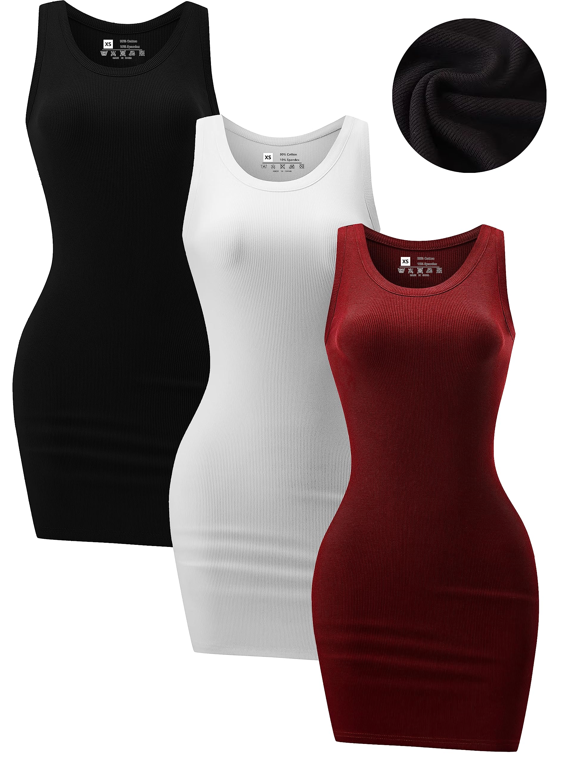 Chongbaijia 3 Piece Womens Summer Ribbed Tank Dress
