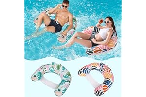 OKSUWATER 2 Pack Pool Floats - Inflatable Pool Floats Adult - Pool Float Lounge Chairs - Floaties 2 Person Pool Floats for Adults Non-Stick with Cupholders, Pool Toys for Summer Sunbathing Beach