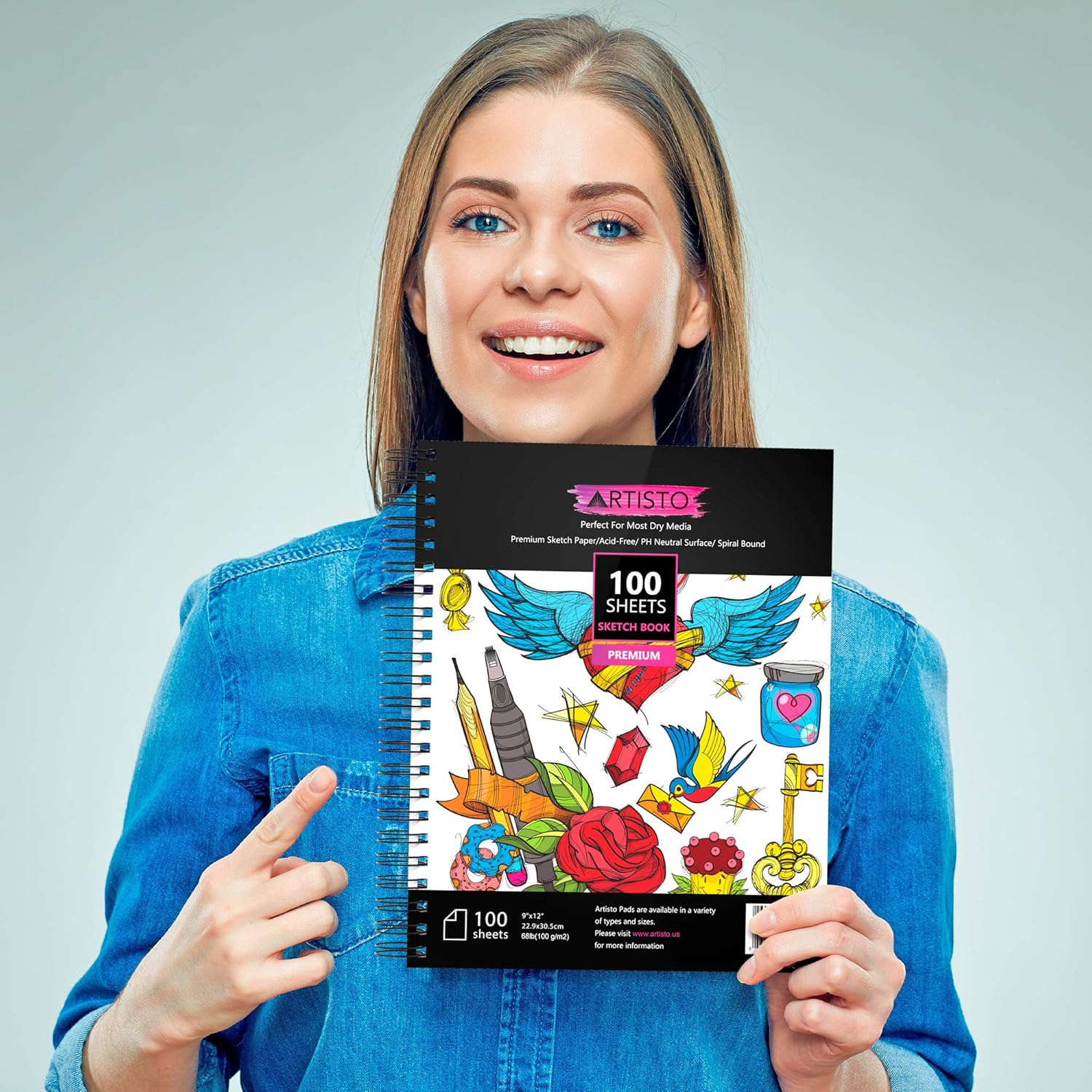 Artisto 9x12" Premium Sketch Book Set, Spiral Bound, Pack of 2, 200 Sheets (100g/m2), Acid-Free Drawing Paper, Ideal for Kids, Teens & Adults.: Arts, Crafts & Sewing
