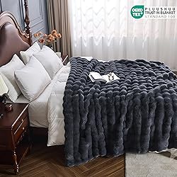 PLUUSHUU Faux Fur Throw Blanket for Couch, Fluffy