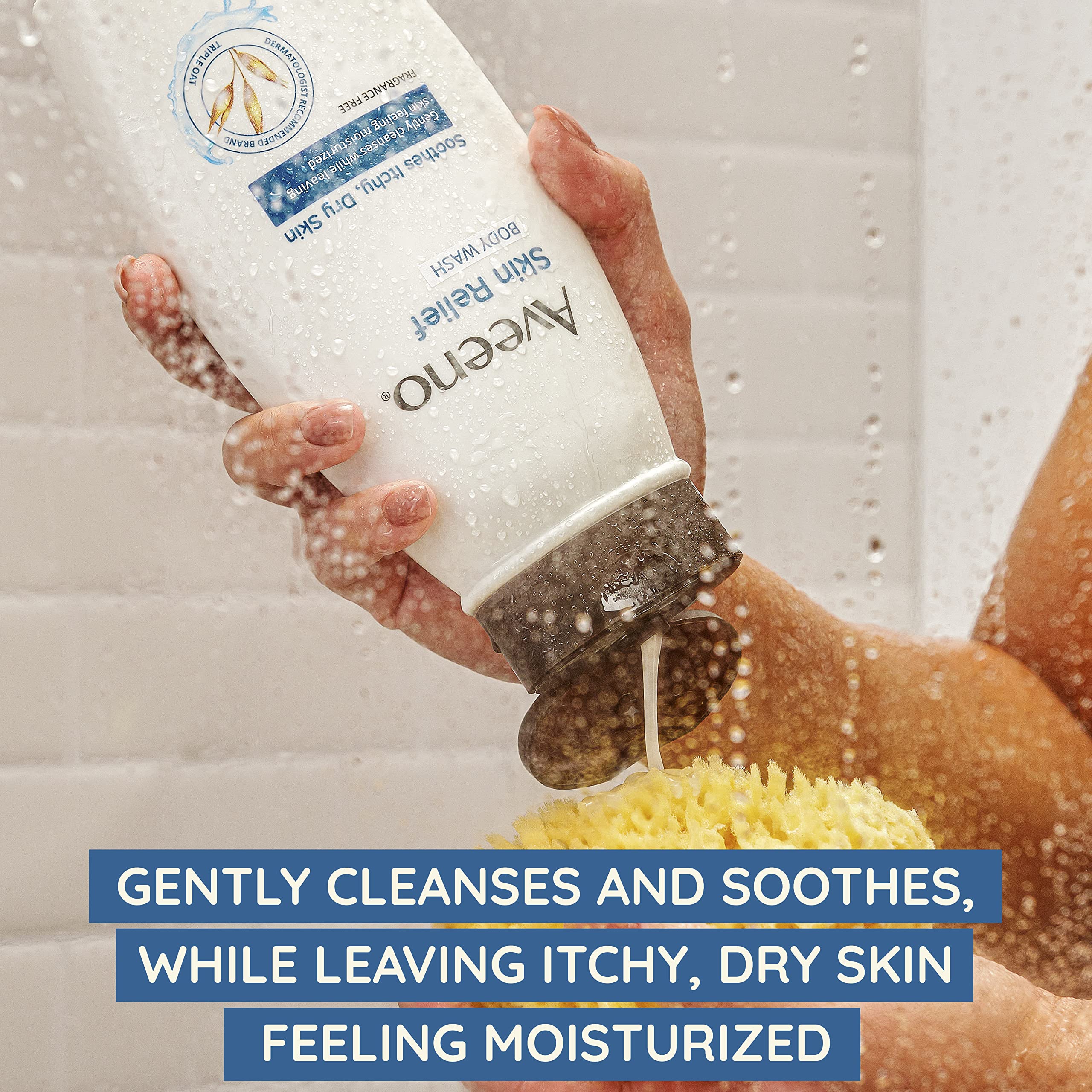 Aveeno Skin Relief Body Wash Fragrance-Free + Triple Oat Formula, Gentle Daily Cleanser for Sensitive Skin Leaves Itchy, Dry Skin Feeling Soothed & Moisturized, Body Wash Refill, 36 fl. oz
