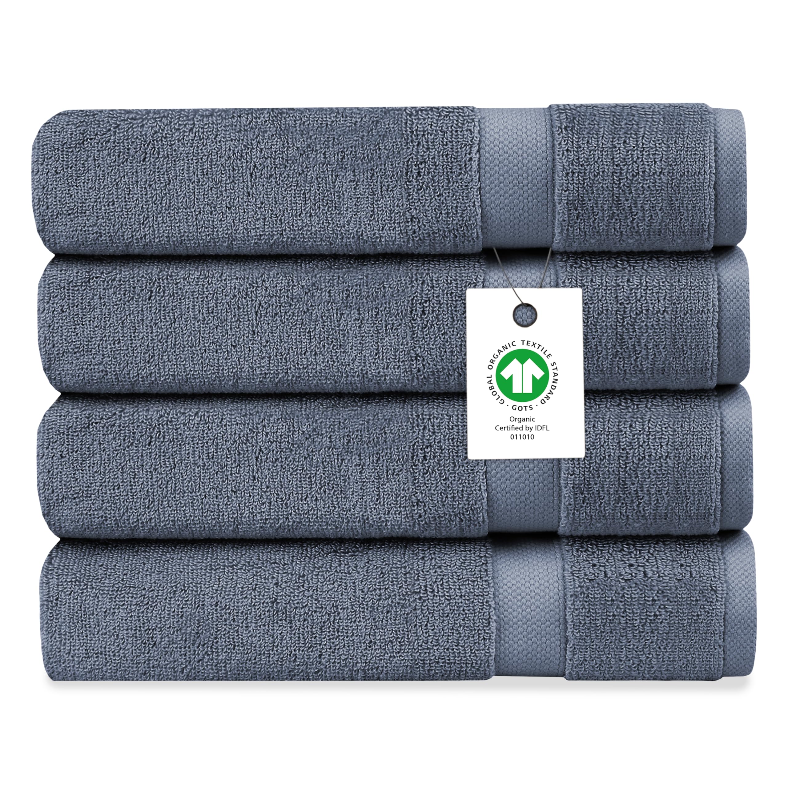 Photo 1 of Delara Organic Cotton Luxuriously Plush Bath Towel Pack of 4 | GOTS & OEKO-TEX Certified | Premium Hotel Quality Towels | Feather Touch Technology|650 GSM Long Staple|Soft, Quick Dry & Ultra-Absorbent