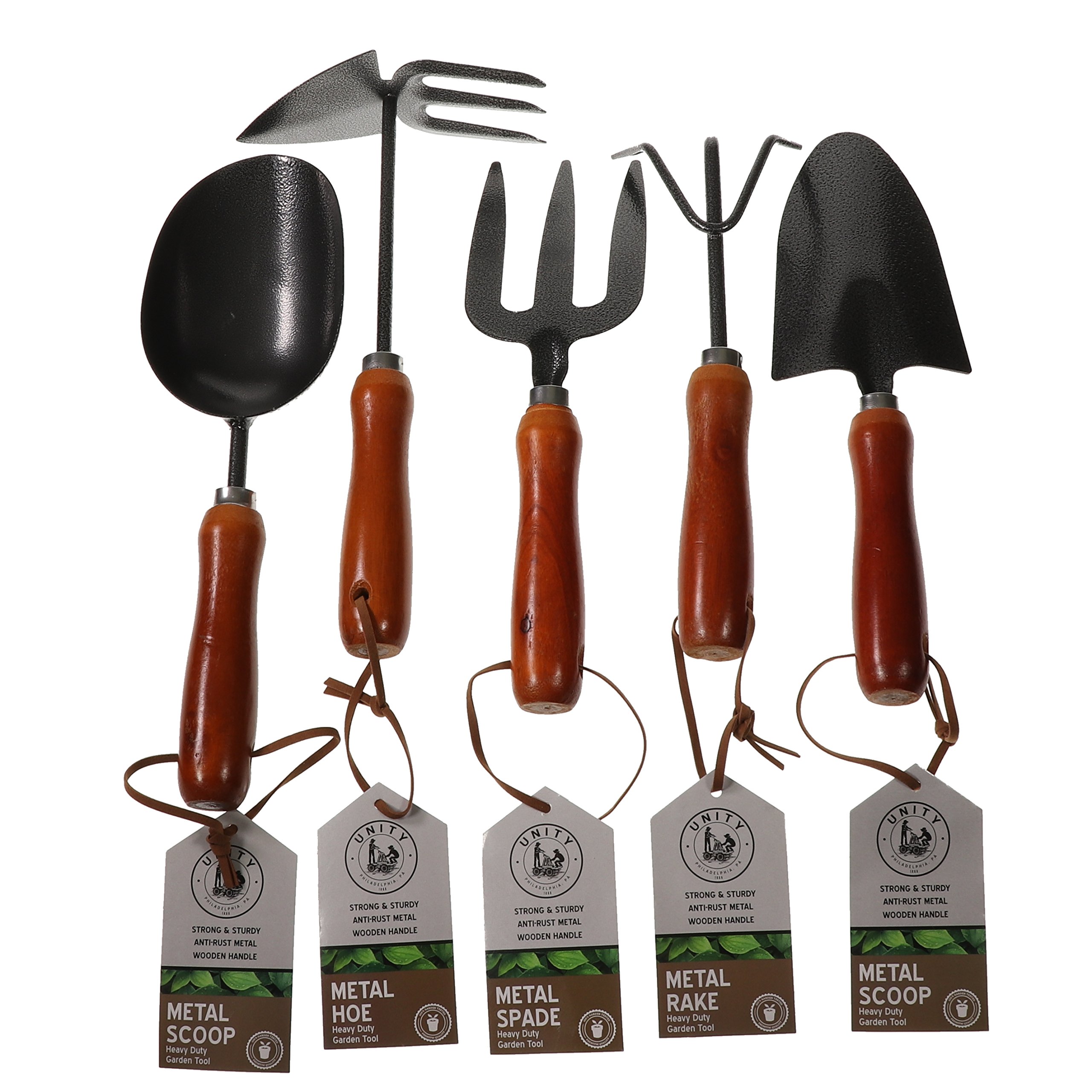 Unity 5Piece Premium Heavy Duty Garden Tool Set Ergonomic Wooden