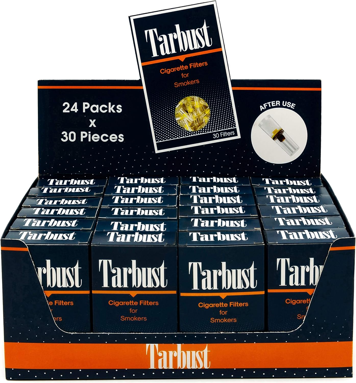 Tarbust Disposable Cigarette Filters, 24 Packs (720 Filters), 8 mm Anti